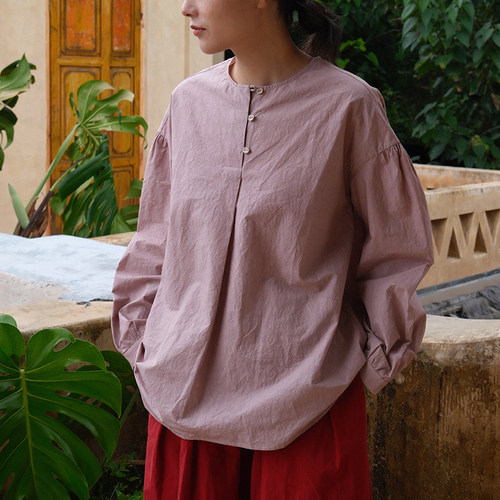 inLESS | 屿麻纪 isola e lino 半门襟长袖衬衫