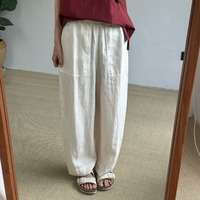 inLESS丨Toast Barrel Leg Garment Dyed 英国亚麻长裤休闲裤女