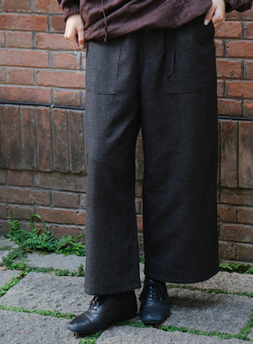 inLESS丨AVIVA JIFEI XUE 羊毛亚麻牦牛毛混纺九分裤休闲长裤女