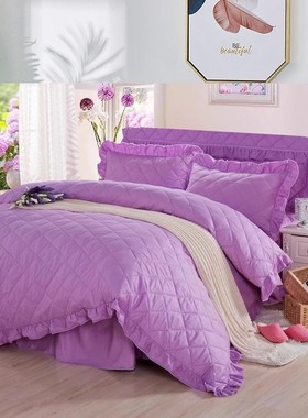 喜嫁清库C全棉夹棉加厚被套蓝色紫色被罩