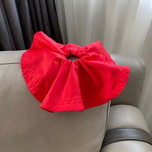 大发圈喜庆红色圣诞新年30cm夸张韩国小众网红尼龙绸缎个性气质潮