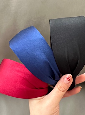 平板加宽真丝发箍19姆米大红蓝色气质高级感小众网红韩国光泽彩色