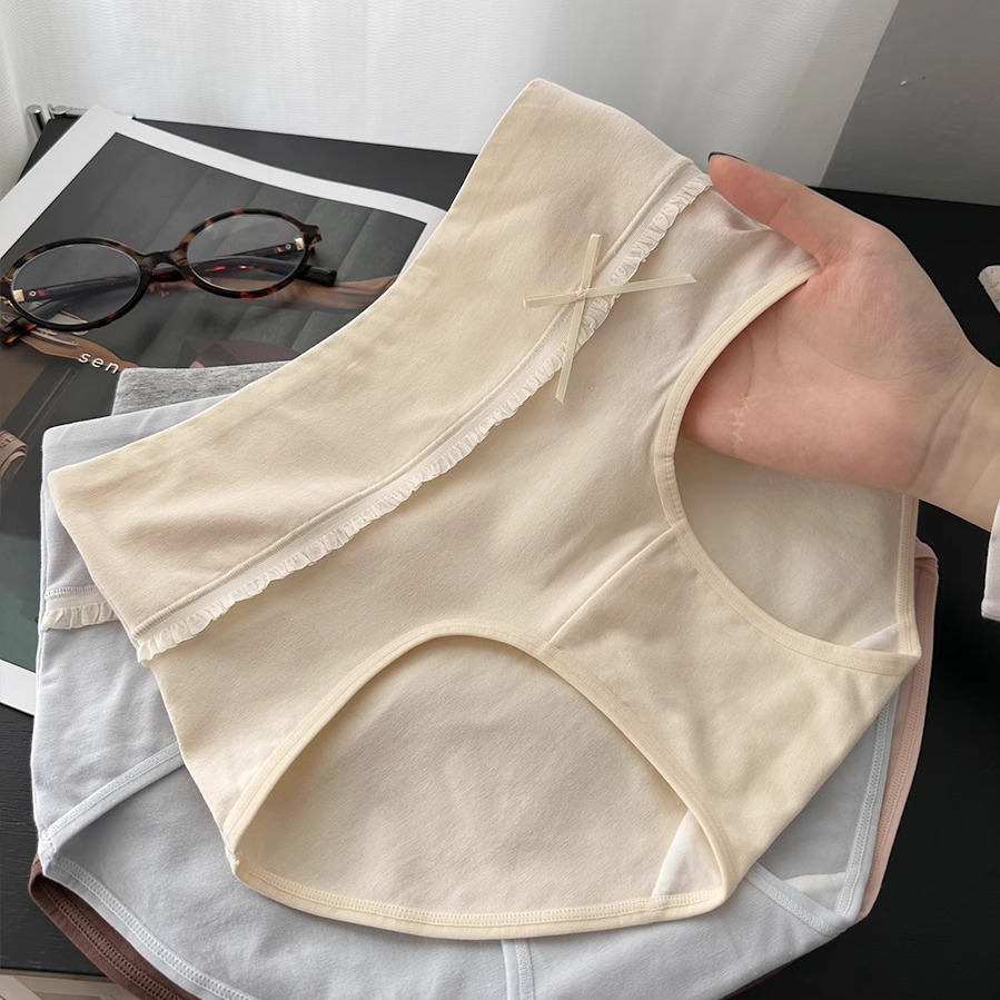 柔软A类棉高腰蝴蝶结内裤大码女