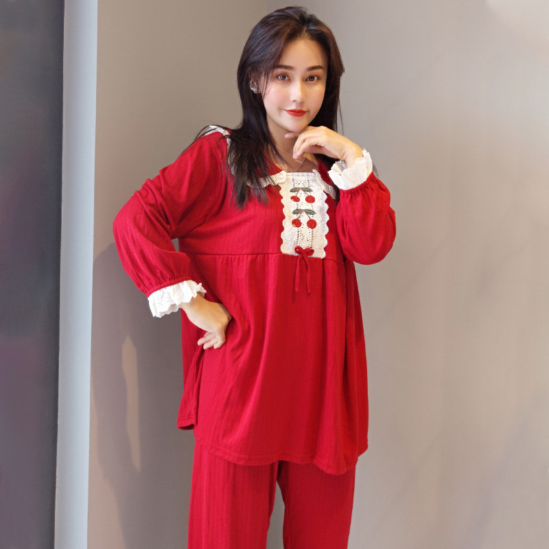 秋冬长袖大码纯棉可外穿家居服