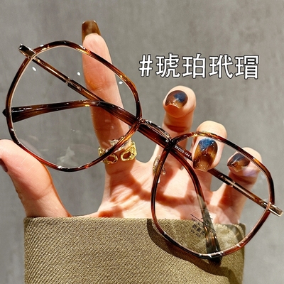 冷茶色眼镜玳瑁色大框可配度数女