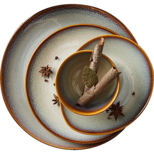 Luzerne陆升陶瓷曼谷棕餐具窑变轻奢美式水果沙拉饭碗盘子碟家用