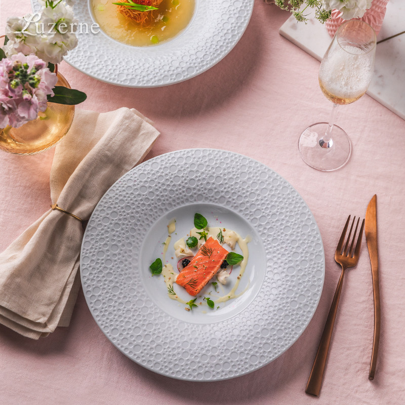 Luzerne陆升陶瓷冷白青浮雕欧式餐具家用菜汤盘米饭碗鱼盘汤锅,餐饮具,盘,淘宝优惠券,粉丝福利购,淘宝优惠卷