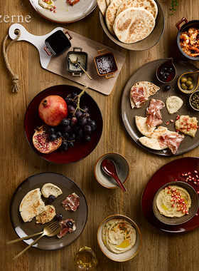 Luzerne陆升陶瓷鳞彩餐具轻奢美式水果沙拉饭碗盘子家用茶壶茶杯