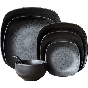 Luzerne 陆升新骨瓷日式冰点棕复古纯色精致家用餐具汤盘碗盘子