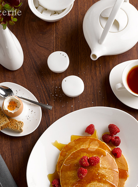 Luzerne陆升陶瓷珍珠白极简餐具暖白异形家用盘子饭碗汤盘菜盘勺