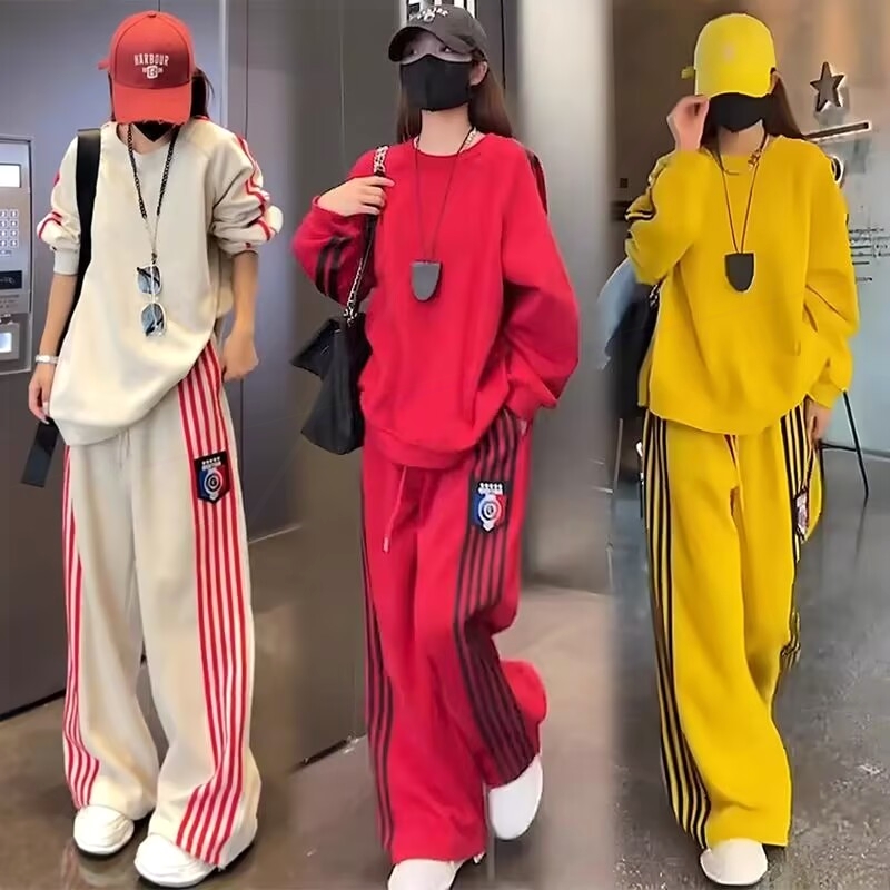 室原创200斤微胖mm休闲卫衣套装女士秋冬大码宽松显瘦洋气妈工作