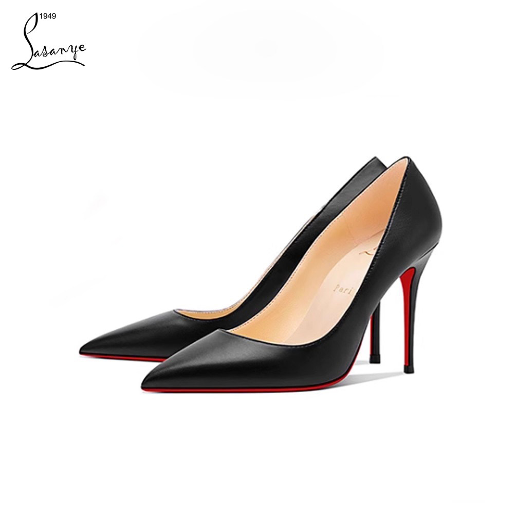 名媛so kate高跟鞋细跟浅口红底哑光黑色羊纹皮单鞋百搭性感纯欲