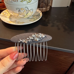 轻奢高级感水钻倒插梳时尚百搭满钻发梳2025新款网红碎发夹侧边夹