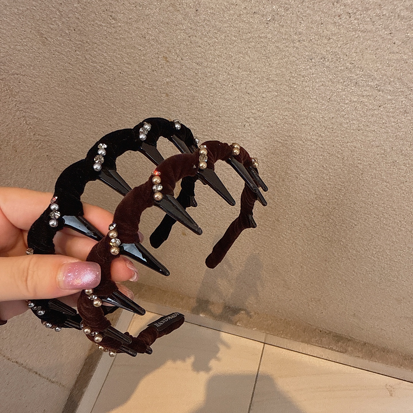 高级感气质丝绒水钻发箍带齿头箍