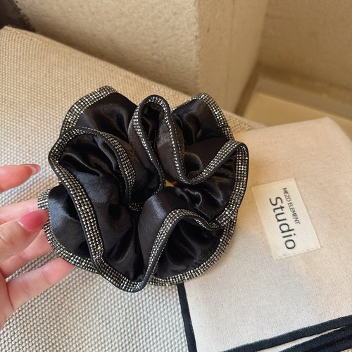 韩国缎面水钻边大肠圈高级感发圈