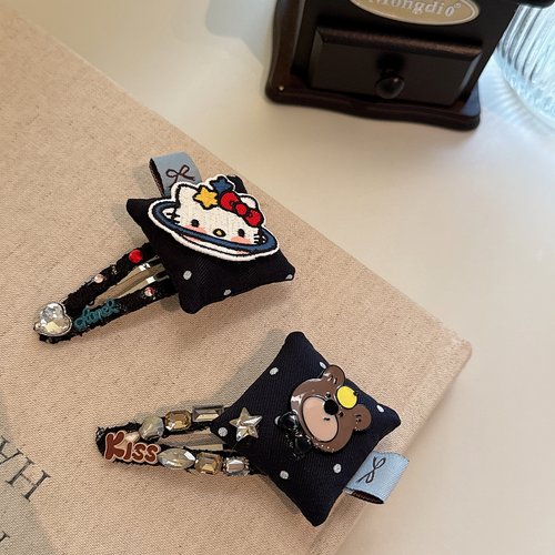 可爱少女小熊水钻发夹侧边夹
