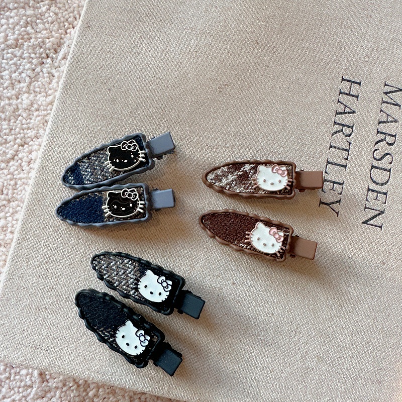 韩国可爱KT猫甜美格纹发夹百搭小众设计刘海夹碎发夹发卡边夹发饰