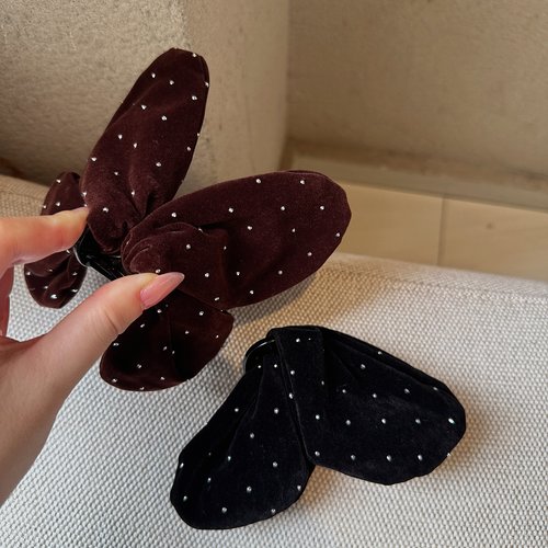 赫本风丝绒满天星抓夹蝴蝶发夹