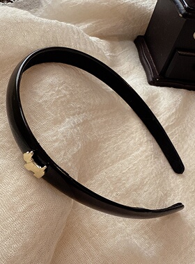 赵露思同款发箍气质黑色金标小狗头箍高颅顶发卡洗脸压发发卡发饰