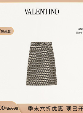 [季末优惠]华伦天奴VALENTINO女士 TOUTE LA V 印花褶裥细节半裙