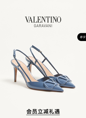 [会员立减]华伦天奴VALENTINO女VLOGO SIGNATURE漆皮后系带高跟鞋