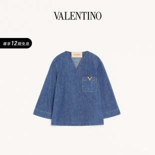 华伦天奴VALENTINO女士钱布雷牛仔衬衫 上市 新品