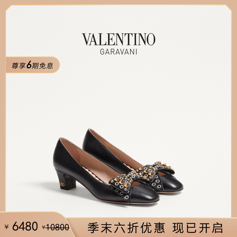 [季末优惠][礼物]华伦天奴VALENTINO女士 BOWOW 羊皮革高跟鞋