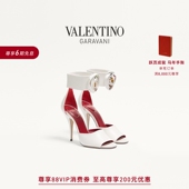 华伦天奴VALENTINO女士 仿水晶贴花羊皮革高跟凉鞋 DRIP ROSE