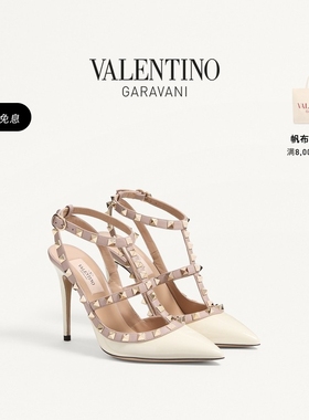 [礼物]华伦天奴VALENTINO女士 ROCKSTUD漆皮铆钉高跟鞋婚鞋