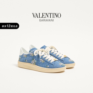 ROYCO 华伦天奴VALENTINO女士 上市 女士花卉刺绣牛仔运动鞋 新品
