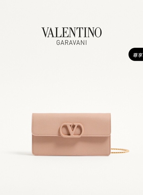 华伦天奴VALENTINO女士 VLOGO SIGNATURE 牛皮革钱包[礼物]