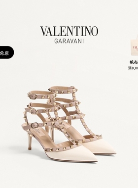 [礼物]华伦天奴VALENTINO女士 ROCKSTUD漆皮铆钉高跟鞋婚鞋
