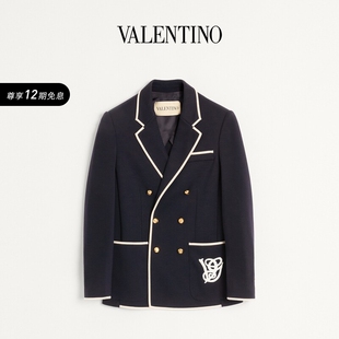 华伦天奴VALENTINO男士 刺绣双排扣羊毛夹克 12期免息