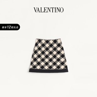 华伦天奴VALENTINO女士棋盘格纹粗花呢半裙 12期免息