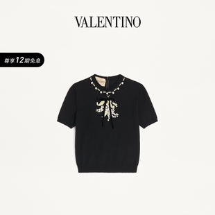 12期免息 上市 华伦天奴VALENTINO女士刺绣羊毛针织衫 新品