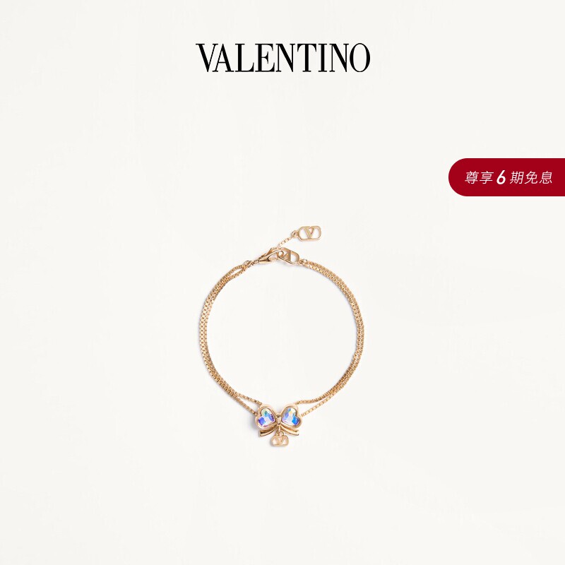 [新品上市]华伦天奴VALENTINO女士VLOGO FLOC 金属和仿水晶手链