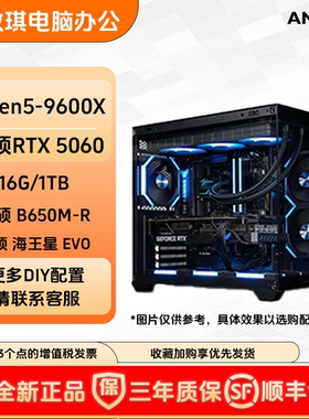 AMD9600X搭配华硕5060黑色海景房台式机电竞吃鸡三角洲电脑主机