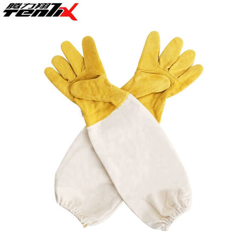 腾力翔?羊皮黄色捉蜂防蜜蜂蜇养蜂手套养蜂工具?手套?均码
