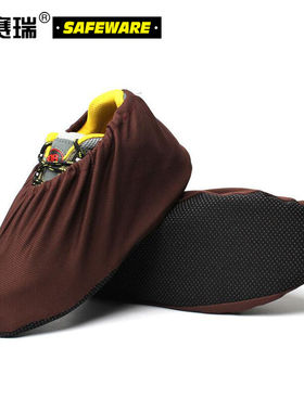 安赛瑞13752网布防滑底鞋套（10双装）棕色透气网布防滑鞋套机房