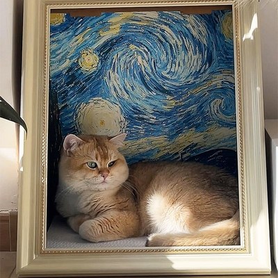 热销油画猫窝相框画框猫抓板瓦楞纸耐磨不掉屑立式猫爬架猫窝四季