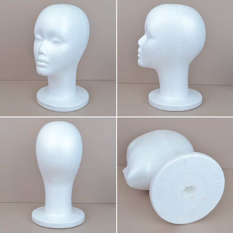 热销泡沫头模假发放置cos假人头模型展示架造型支架塑料面部假模