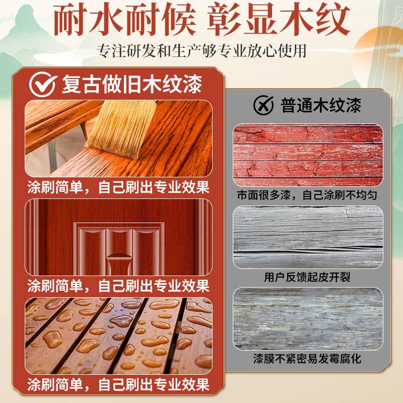 热销水性漆木器漆木头旧家具柜子木门实木桌子翻新改色木纹漆自刷