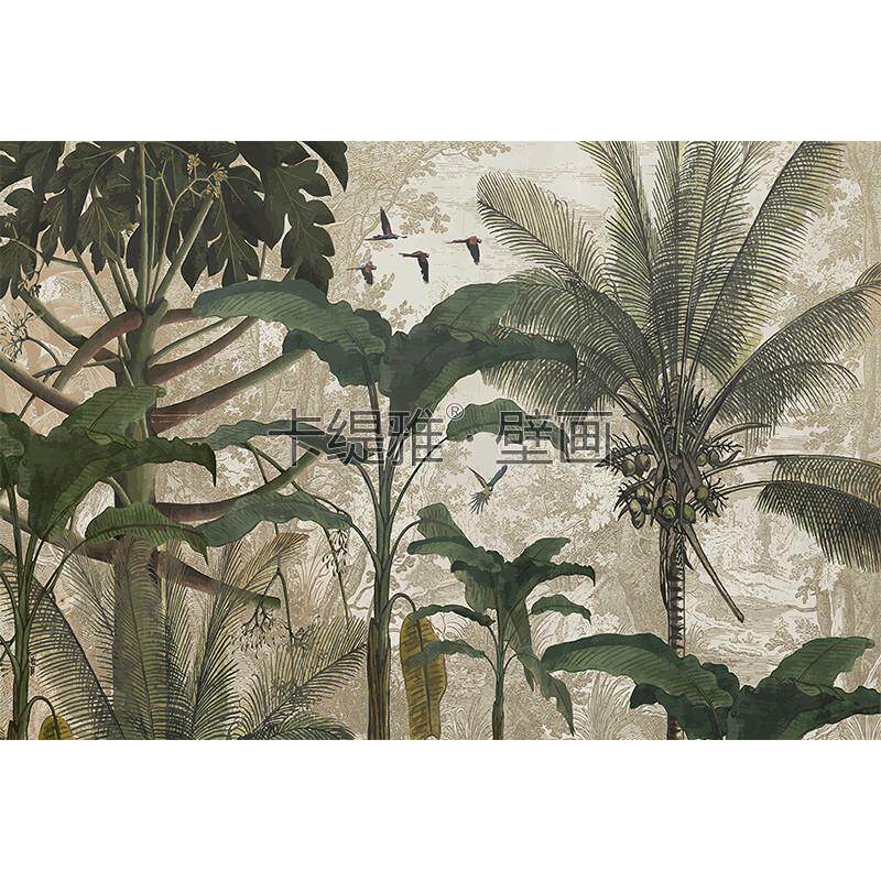 热销Katiya复古法式森林墙布装饰电视背景墙壁纸卧室餐厅定制壁画