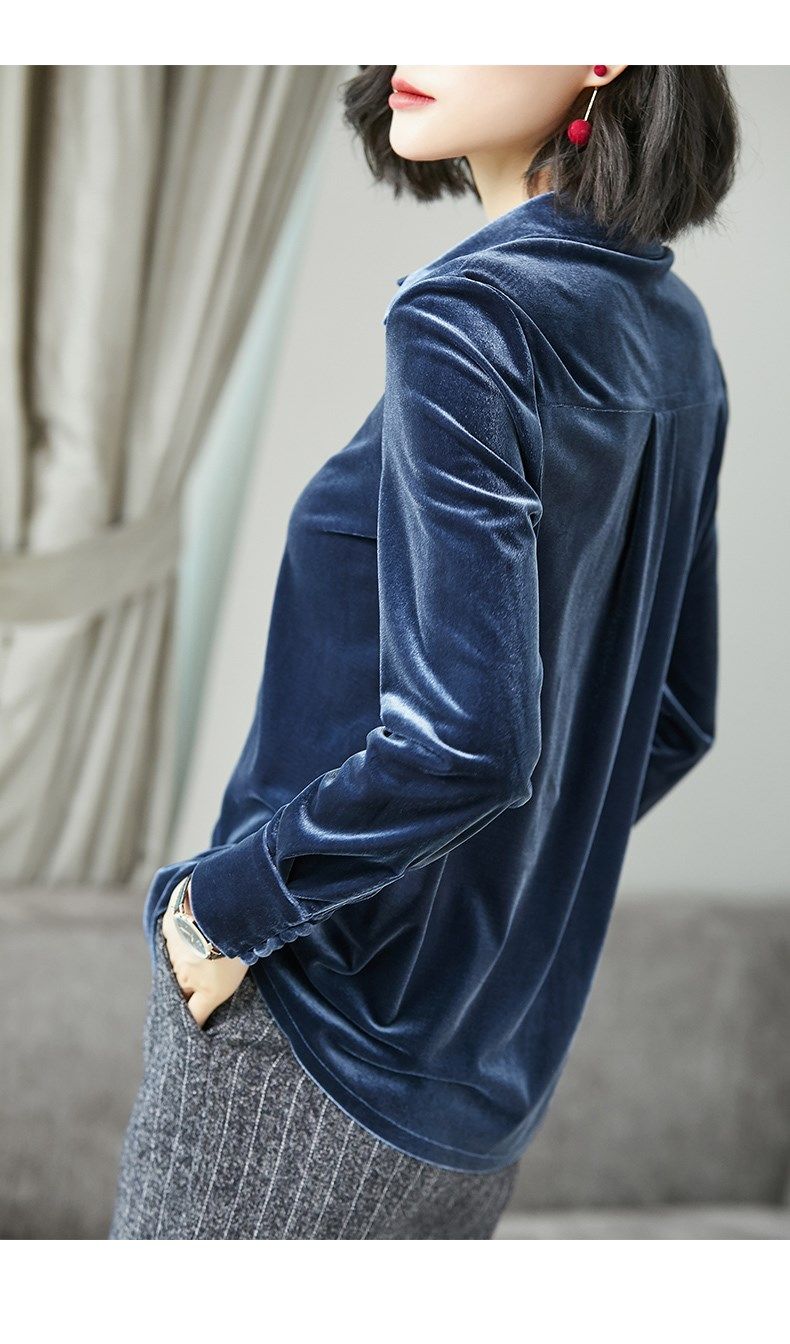 露娜思服饰专营店露娜思()金丝绒衬衫女新款宽松复古chic上衣1130|ruв категории Женская одежда, рубашка - от Buy2taobao.com для оказания профессиональной услуги покупки агента Taobao