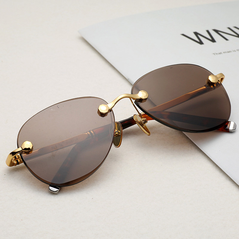 东海水晶石眼镜老石头太阳镜蛤蟆款 茶色眼镜男女潮 养目护目开车