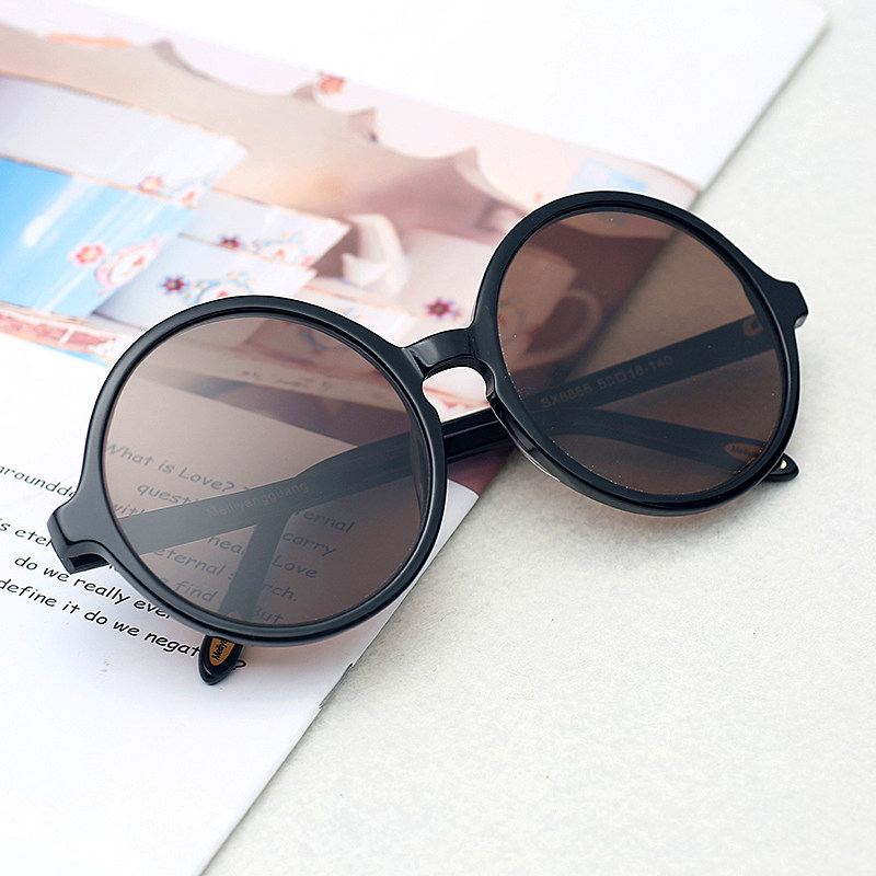 天然水晶石眼睛 太阳镜镜复古圆形个性男女镜 大框茶色老石头养目