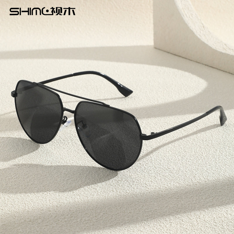 飞行员新款太阳镜男款可配近视开车钓鱼偏光墨镜带度数双梁蛤蟆镜