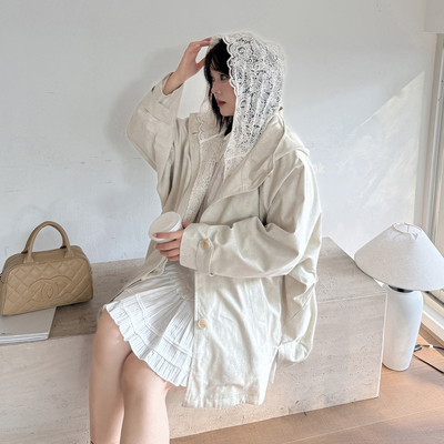 假两件高级感气质大码女短款风衣