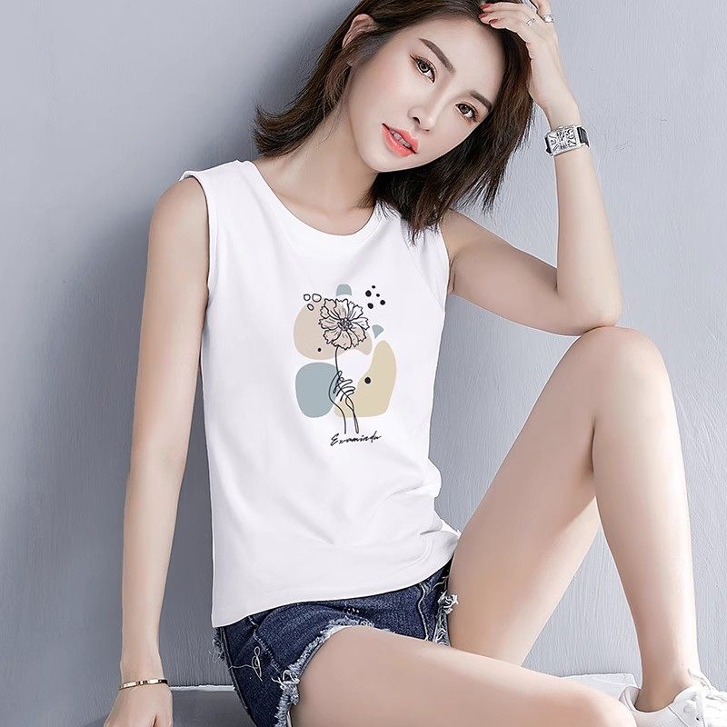 白色宽松精梳棉印花吊带背心女内搭春夏季新款外穿无袖t恤打底衫,女装/女士精品,背心吊带,淘宝优惠券,粉丝福利购,淘宝优惠卷
