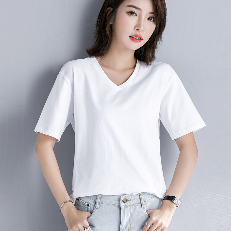 白色v领上衣女宽松显瘦短袖鸡心领T恤百搭半袖2022年新款韩版夏季在类目 女装/女士精品, T恤中 - 来自Buy2taobao.com提供专业的淘宝代购服务